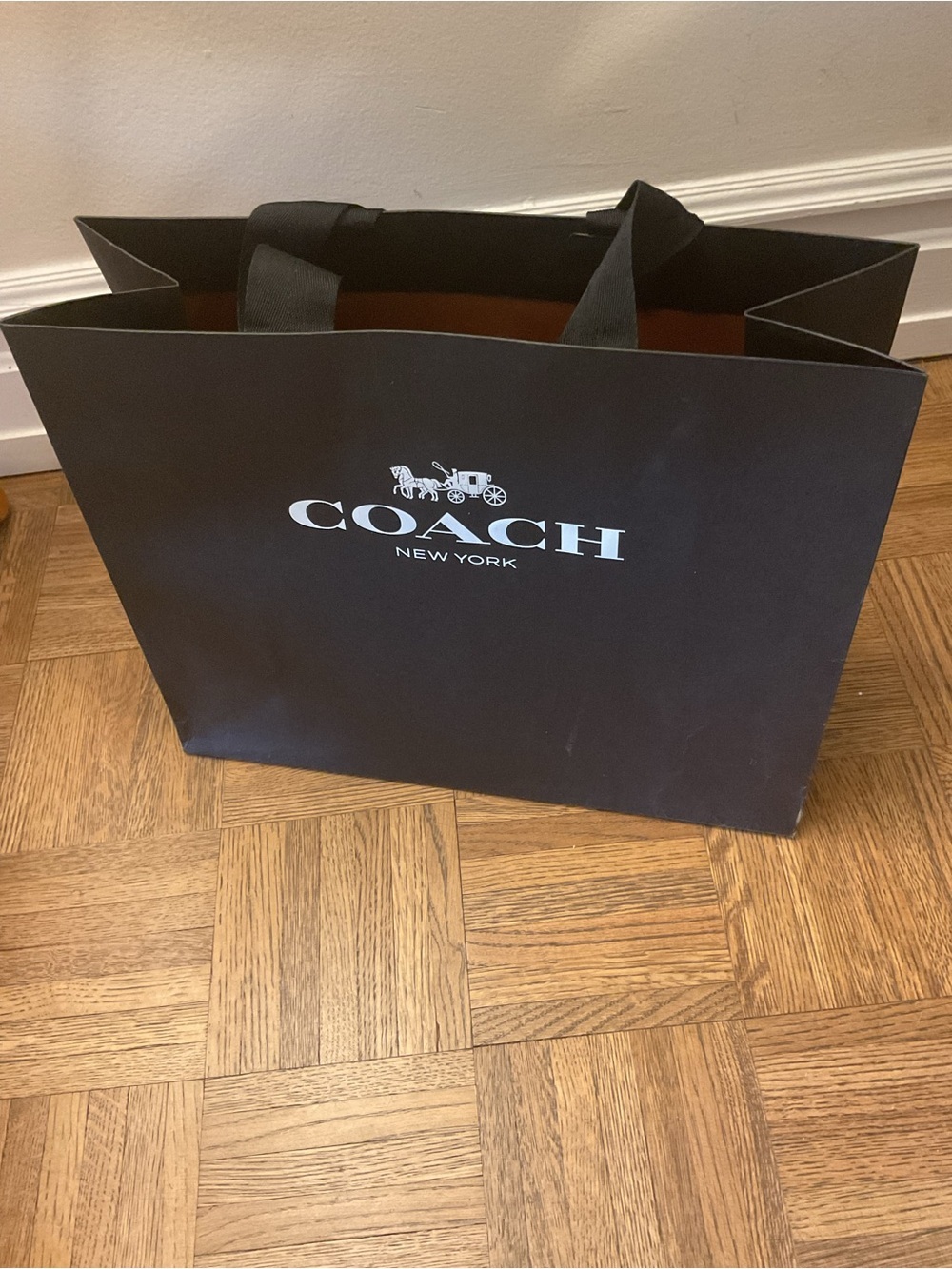 Coach Black Paper Shopping Tote with Logo - Picture 5 of 10